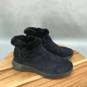 Skechers On The Go Joy Endeavor Boots Womens 8.5 Black Lined Ankle Pull On